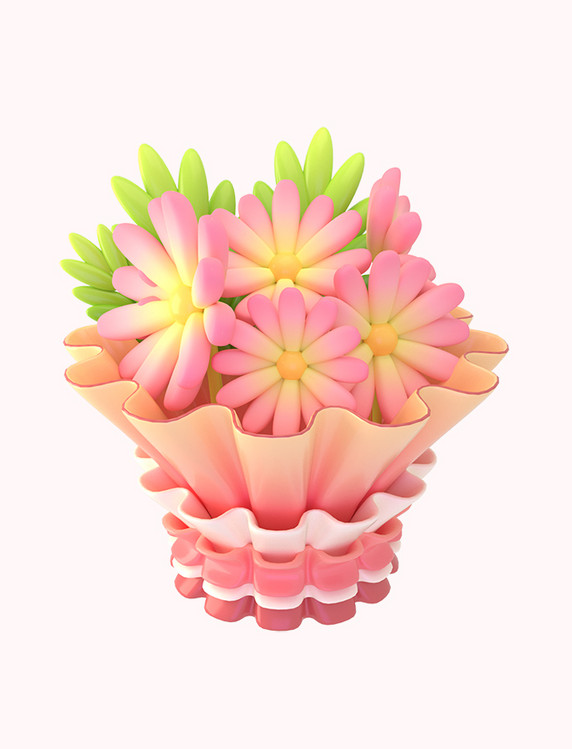 可爱3D立体小花花束