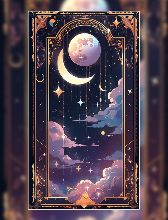 日月交替神秘预言塔罗牌方形卡牌欧式复古