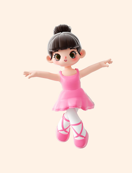 3d立体C4D少儿艺术培训芭蕾舞蹈跳舞小女孩