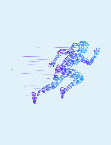 蓝色科技感人物奔跑速度健身