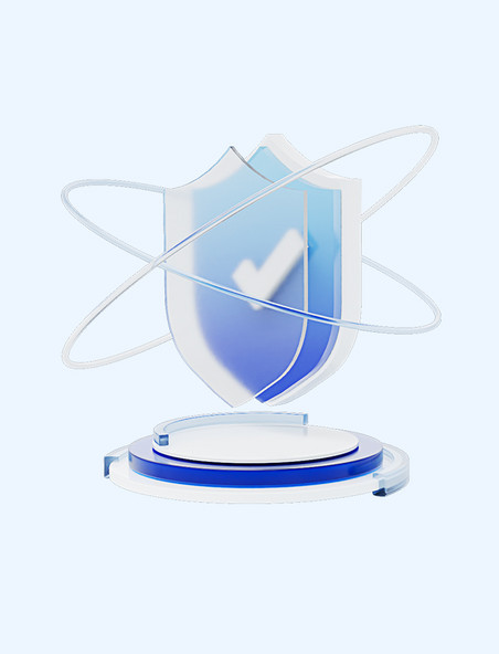 蓝色微立体图标盾牌科技商务保护防护