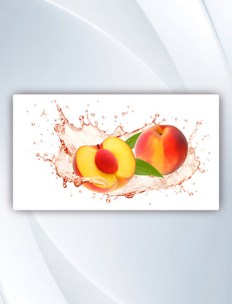 夏日简约清凉桃子水果水花主题背景摄影图