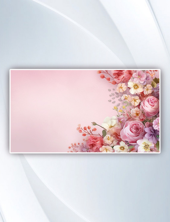美丽的花柔和粉色背景下的展示背景摄影图