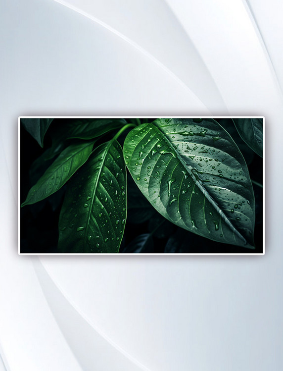 特写摄影中的绿叶植物清新摄影图夏天夏季植物