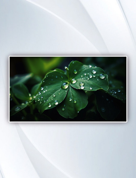 绿色植物上的水滴简约壁纸摄影图