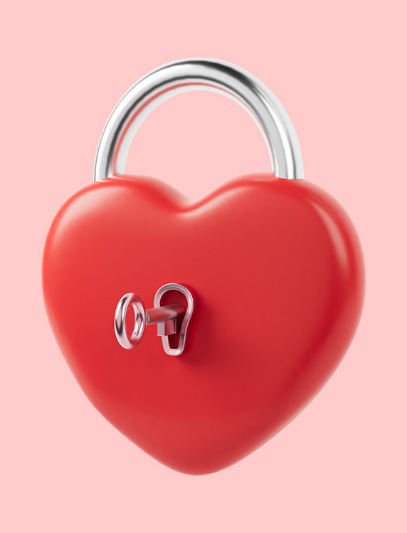 3d爱心七夕情人节心锁