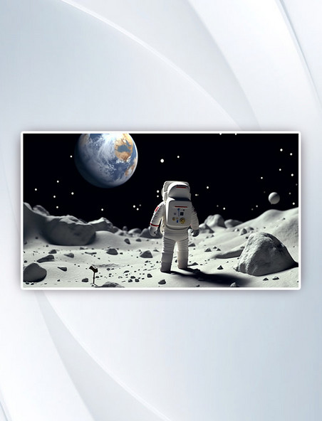 航天航空宇航员在太空卡通人物插画