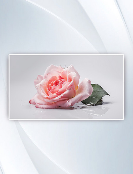 白色表面上的粉红色玫瑰高清图