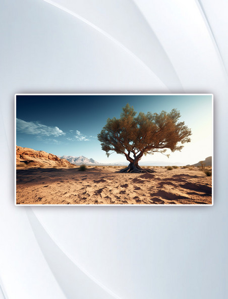 沙漠中的树大气摄影图