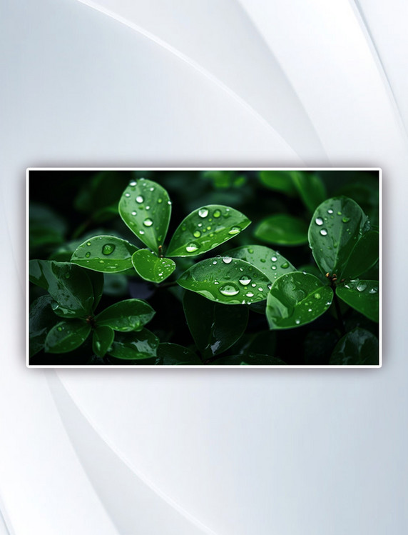 带水滴的绿叶摄影图夏天夏季植物