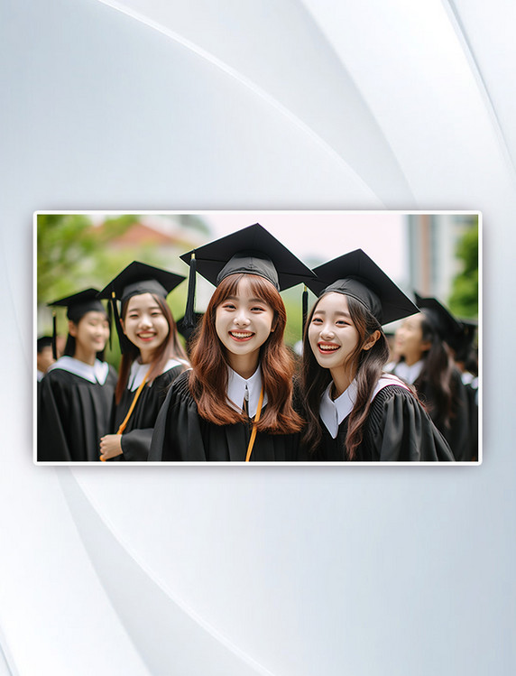 毕业季大学生毕业生穿着学士服拍毕业照人物摄影