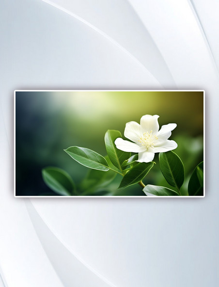 绿叶白花摄影图夏天夏季植物