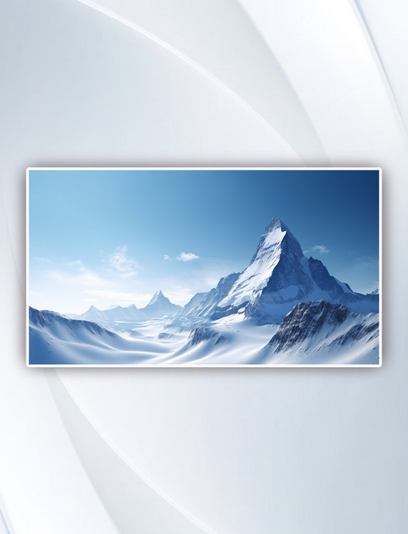 蓝天下白雪覆盖的山壁纸摄影图