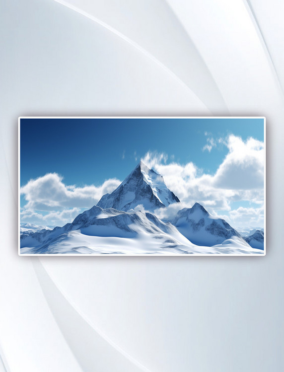 白天蓝天下白雪覆盖的山摄影图