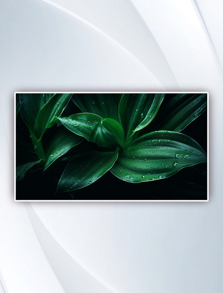 特写摄影中的绿叶植物绿色摄影图夏天夏季植物