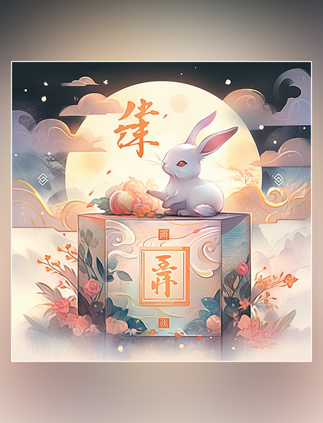 中秋节食品包装盒包装设计月饼和兔子