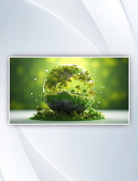 绿色环保环境保护节能3D立体地球节能摄影图