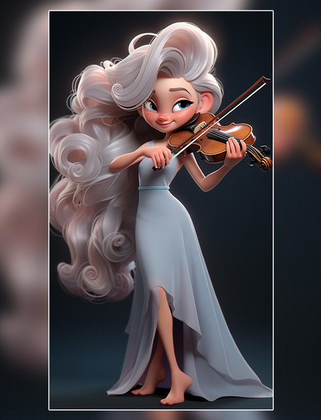 潮玩手办儿童小提琴兴趣班拉小提琴的女孩音乐乐器