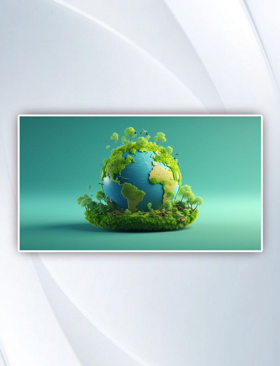 节能环保绿色地球3D立体摄影图