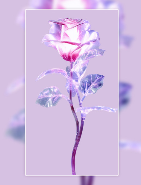 半透明玻璃紫色花朵装饰
