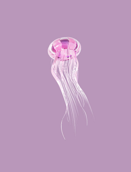 3D立体紫色渐变发光水母