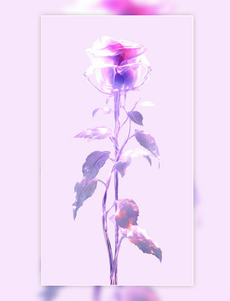 半透明玻璃紫色花朵玫瑰花