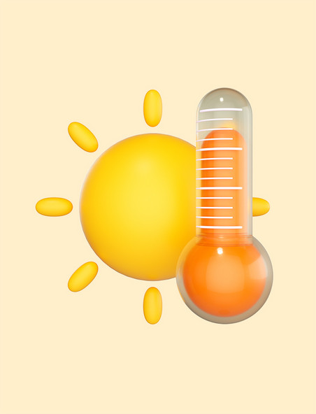 立体C4D盛夏炎热太阳高温
