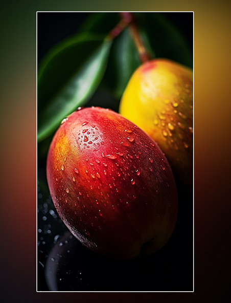 夏日水果甜品芒果特写水果摄影图超级清晰新鲜芒果