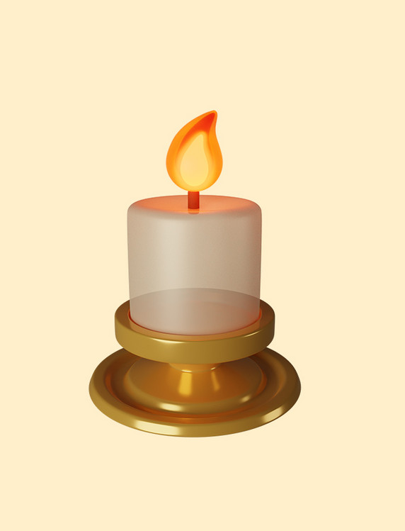 立体复古金色烛台白色蜡烛