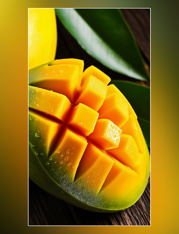 新鲜芒果摄影图超级清晰夏日水果甜品芒果特写水果