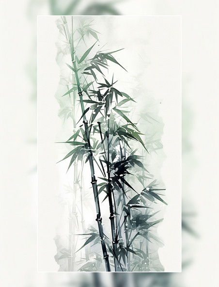 植物水墨竹子竹叶背景