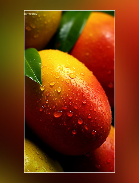 夏日水果甜品芒果特写水果新鲜芒果摄影图