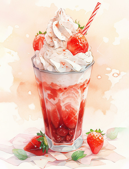 夏季甜品冷饮冰激淋卡通插画