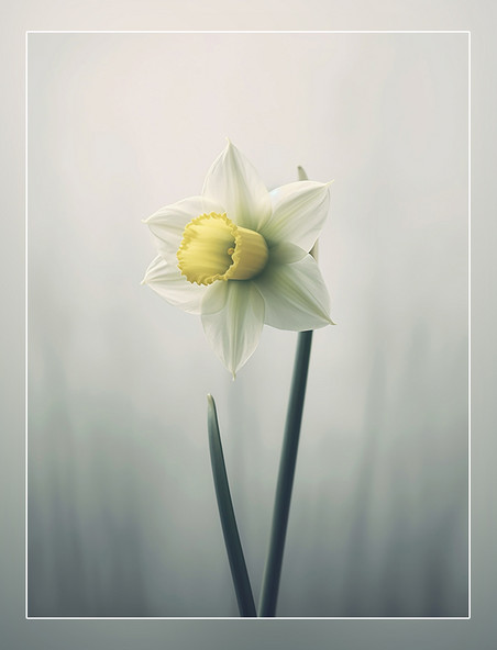 黄色花朵特写水仙花浅摄影图