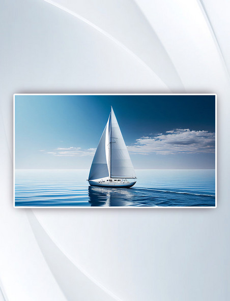 蓝天白云下行驶在海上的帆船背景励志企业文化