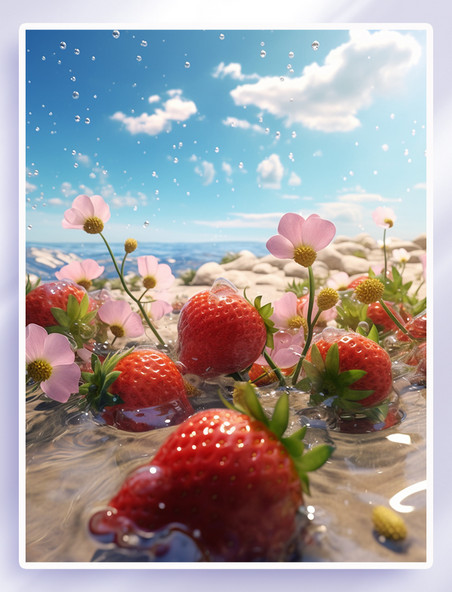 夏季清凉创意草莓水果