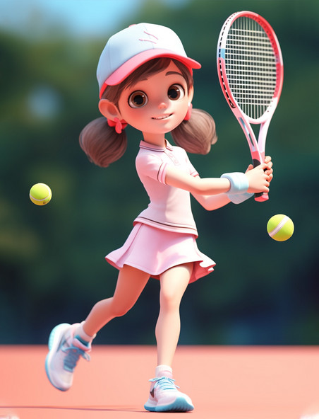 网球小女孩运动网球元素