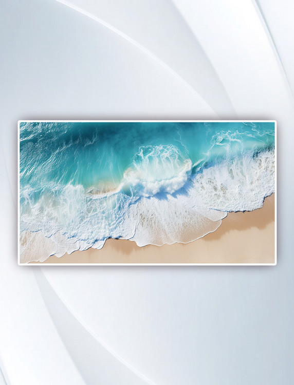 沙滩和蓝色海水波浪背景摄影图