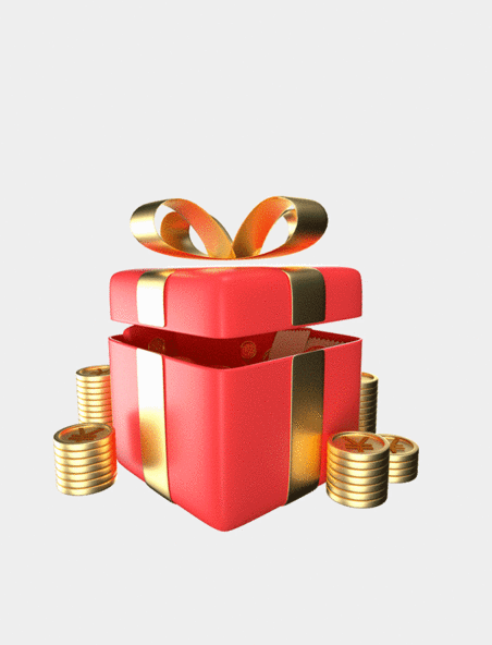 3D立体C4D购物促销礼盒金币红包礼物盒立体动图gif
