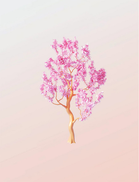 3D立体粉色仿真树