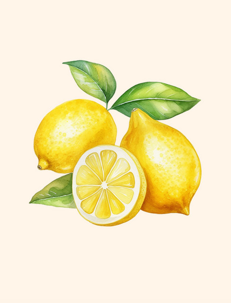水彩柠檬水果食物
