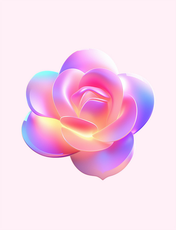 玫瑰花图标礼物彩色渐变3D立体