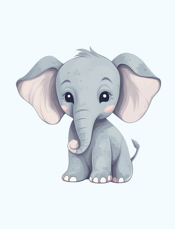 卡通扁平彩色动物大象元素