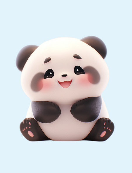 立体黏土动物可爱卡通熊猫