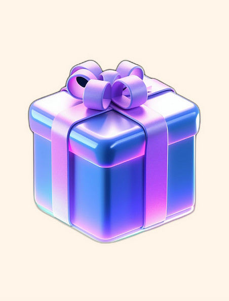 直播间爆款常用紫色梦幻礼盒3D立体元素