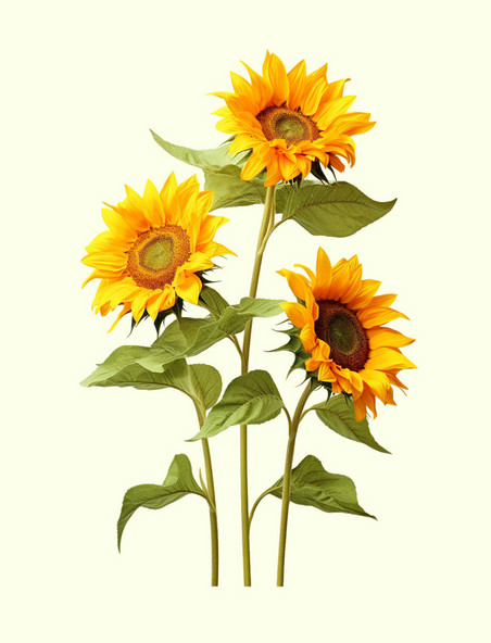 植物装饰三朵向日葵元素