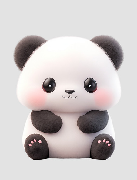3D立体黏土动物可爱卡通熊猫元素
