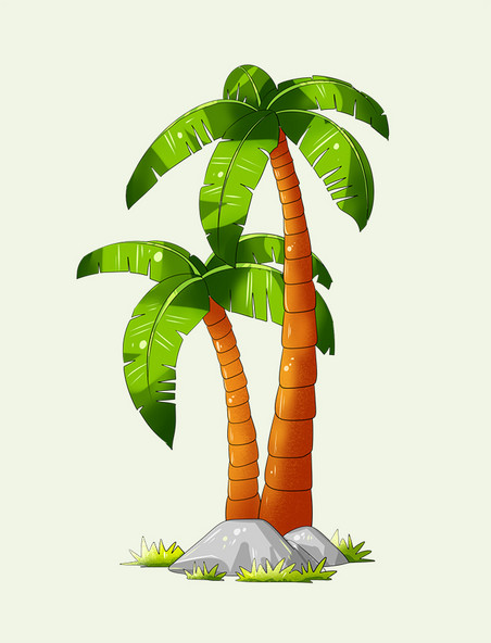 椰子树椰果热带植物装饰图案