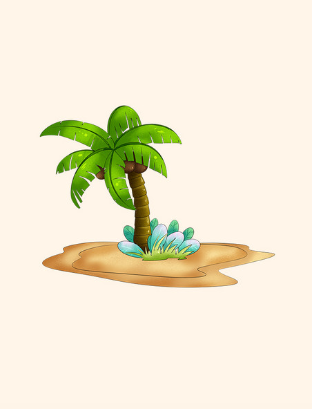 椰子树椰果植物卡通装饰图案