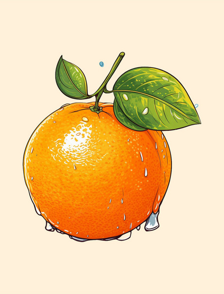 手绘橙色插图热带水果